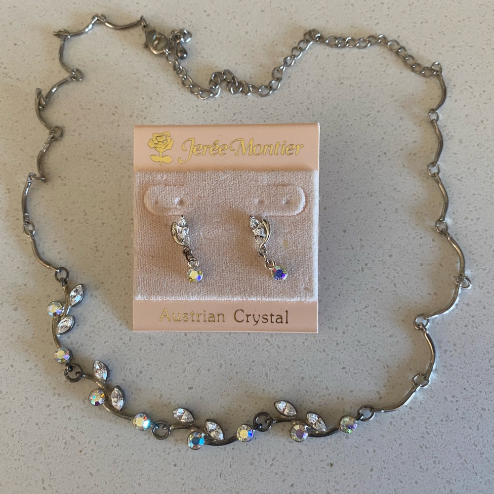 Vintage Rhinestone Jeree Montier Necklace & Earring Set